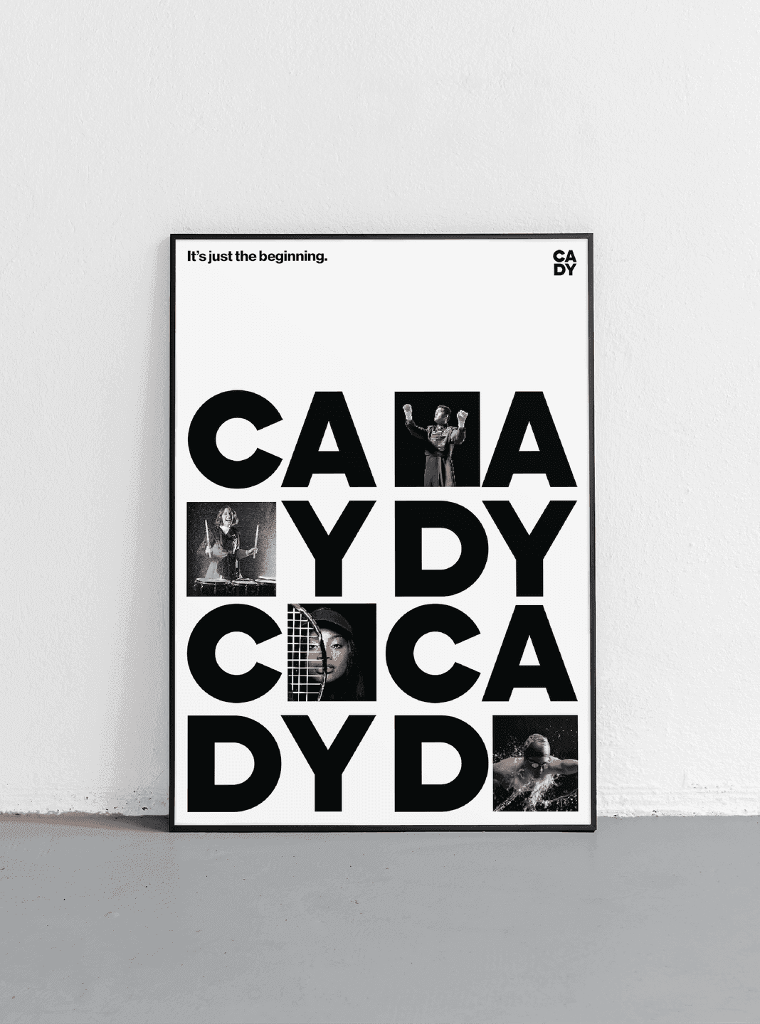 Photo Grid Poster. A modular poster mixing large CADY letterforms with inset student photography.