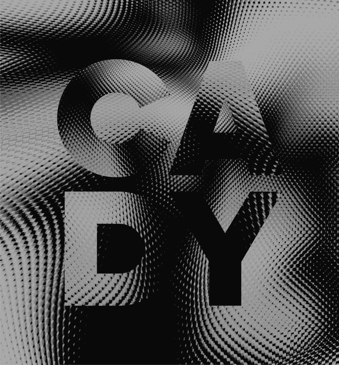 Textured Poster. A monochrome poster with a rippling, textured background behind oversized CADY lettering.