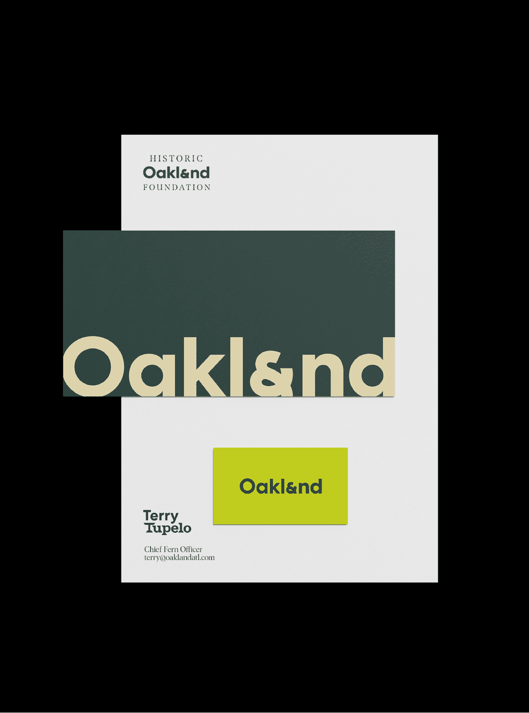 Oakland Business Card, letterhead, and evnolope